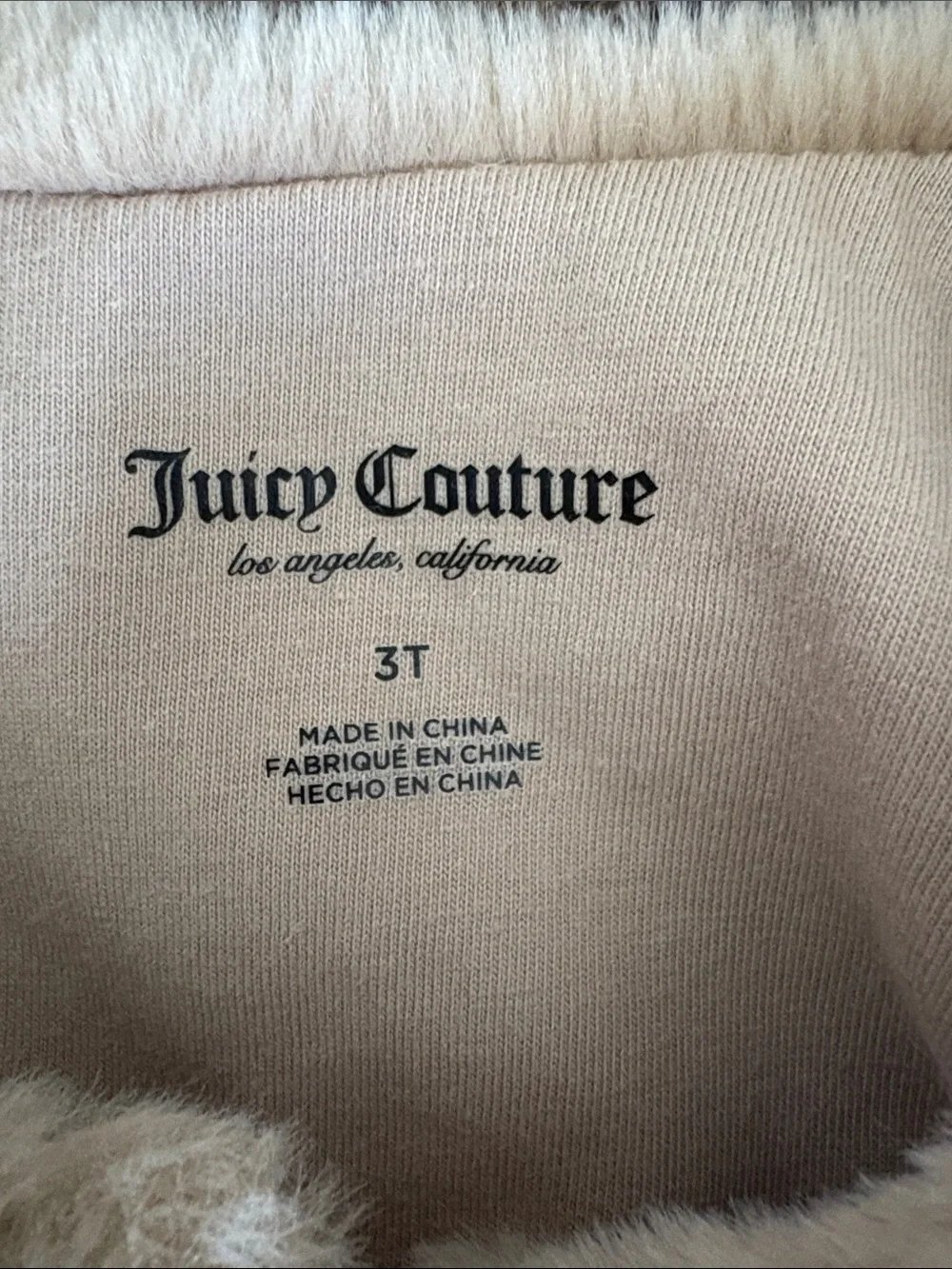 Juicy Couture 3T Matching Sets & Jacket- Tan, faux fur white, and animal print